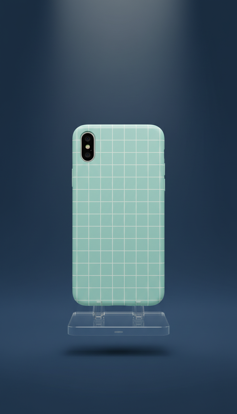 Mint Aqua Minimal Grid Case